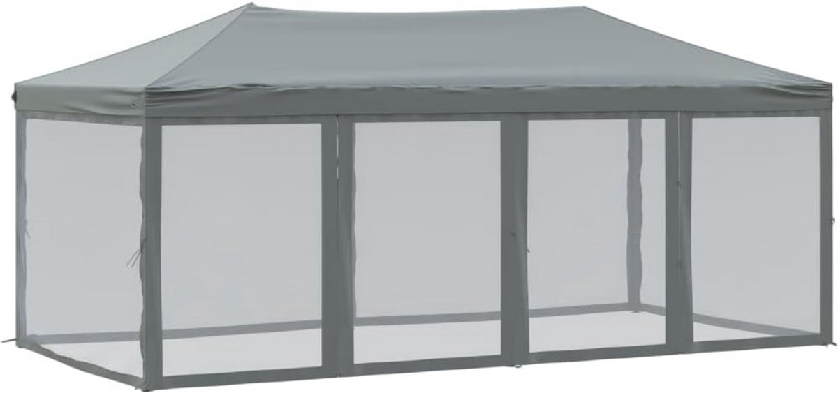 Partytent Inklapbaar - Feesttent Paviljoen - Buitenfeesten Organiseren - Inclusief Zijwanden - 3x6 Meter - Antraciet