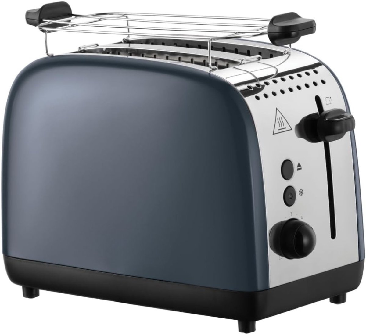 Verte Broodrooster met Tostiklemmen - Broodrooster - Twee Sneetjes - Roestvrij Staal Grijs - Extra Brede Sleuven - Verwarmingsrooster - 6 Bruiningsstanden - Ontdooifunctie - 1600 Watt