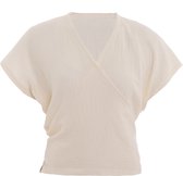 Knit Factory Dani Dames Wikkeltop - Mousseline Top - Duurzame Damestop van 100% Ecologisch Katoen - Op 2 manieren te dragen - Ecru - 36/42