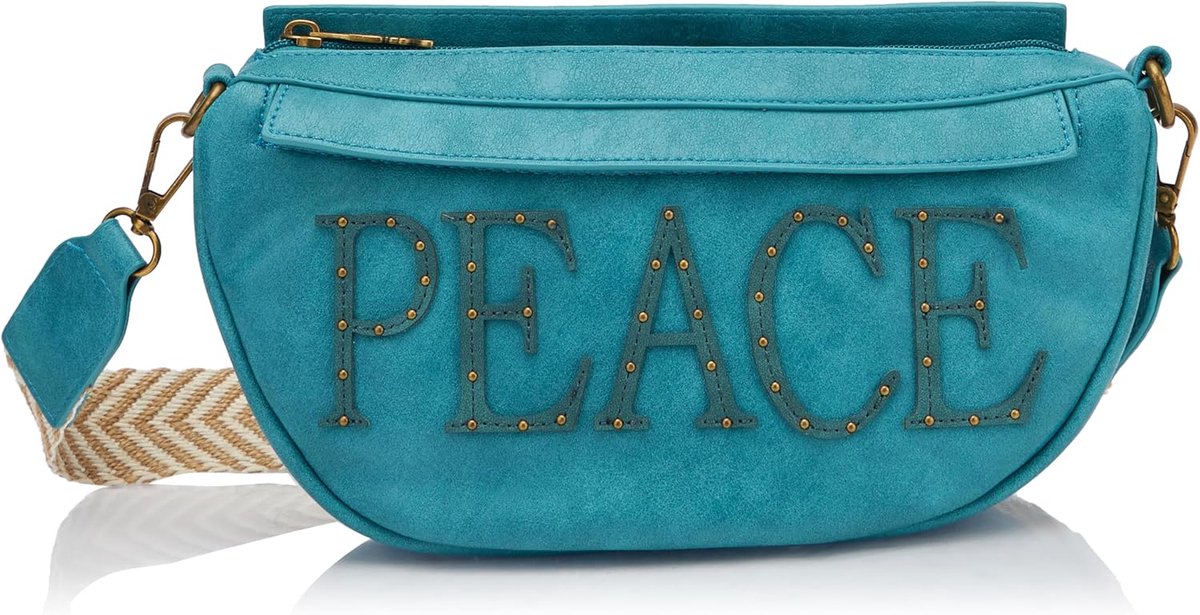 Crossbody Tas - Schoudertas Dames - Dagelijks Gebruik - Woven Jacquard Band - 8x29x16cm - Aqua
