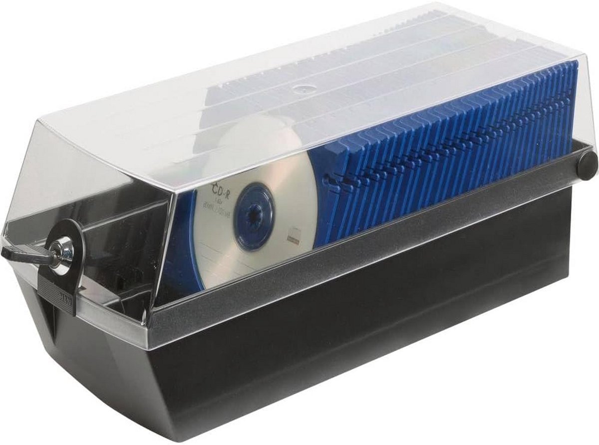 CD DVD Box - Opslag Media - Veilig Opbergen - Afsluitbaar Slot - 60 Media Capaciteit - Zwart