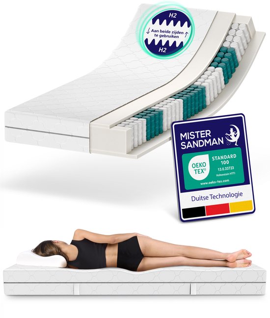 Matras 180 x 200 cm - Hoogte 21cm - Pocketvering matras met 7 zones - Ergonomisch – Stevig - Hypoallergeen