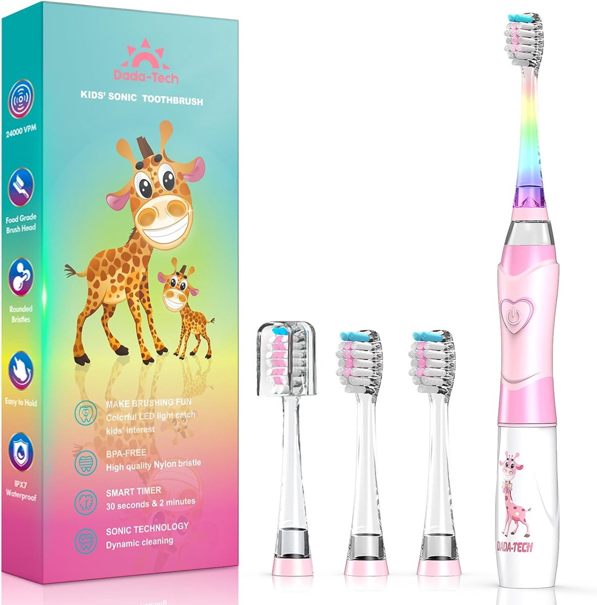 Elektrische Tandenborstel - Kinder Tandenborstel - Dagelijkse Mondverzorging - Regenboog LED Verlichting - 184 x 2 x 2 cm - Roze