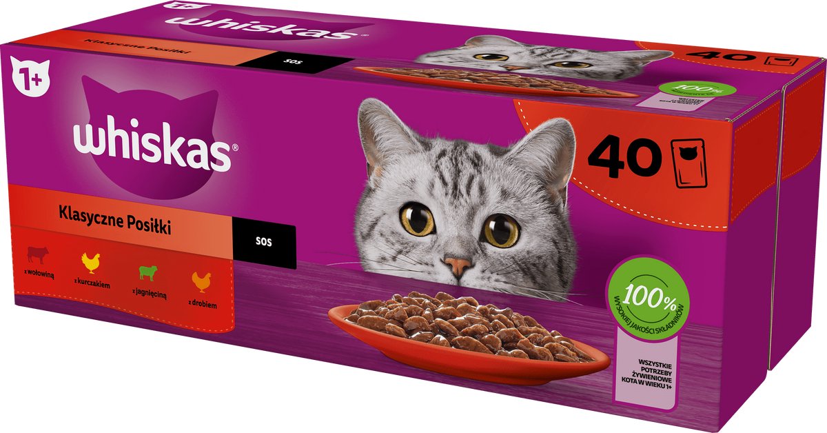Whiskas Whiskas - Klasyczne Posiłki - Mix Smaken - In Saus - 40x85g