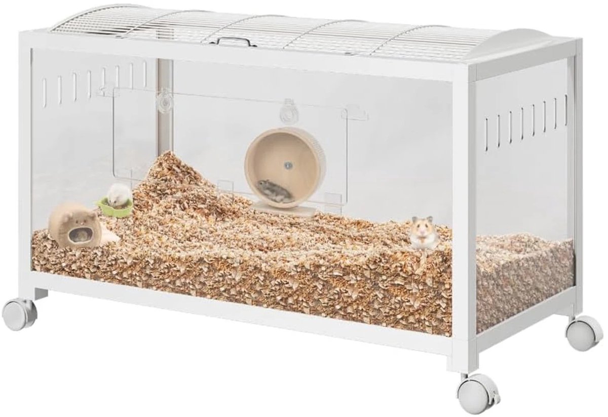 NordHaus Grote Hamsterkooi - Cavia Verblijf - Transparant Acryl - Modulair Ontwerp - Inclusief Wielen - Ruime Knaagdierkooi