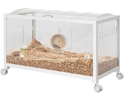 NordHaus Grote Hamsterkooi - Cavia Verblijf - Transparant Acryl - Modulair Ontwerp - Inclusief Wielen - Ruime Knaagdierkooi