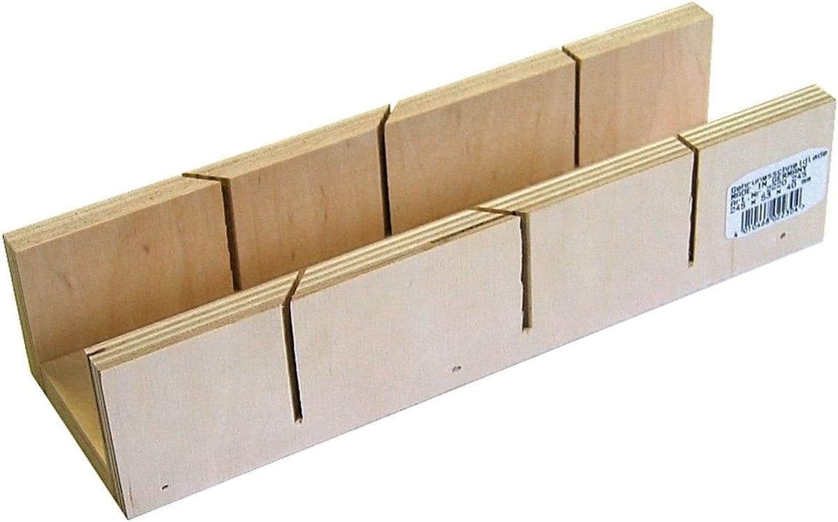 Versteklade Hout - Zaaghulp Hoek - Nauwkeurig Zagen - Berkenmultiplex Constructie - 245 x 53 mm - Bruin