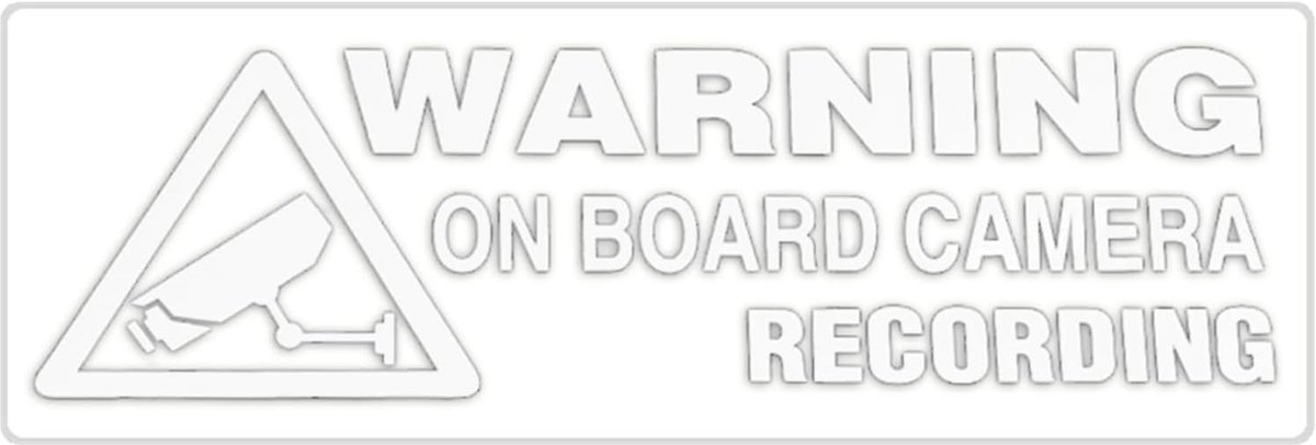 Autocamera Opname Stickers - Veiligheidsstickers Auto - Voertuig Beveiligen - Waterdicht PVC Materiaal - 12 x 4.5 cm - Wit