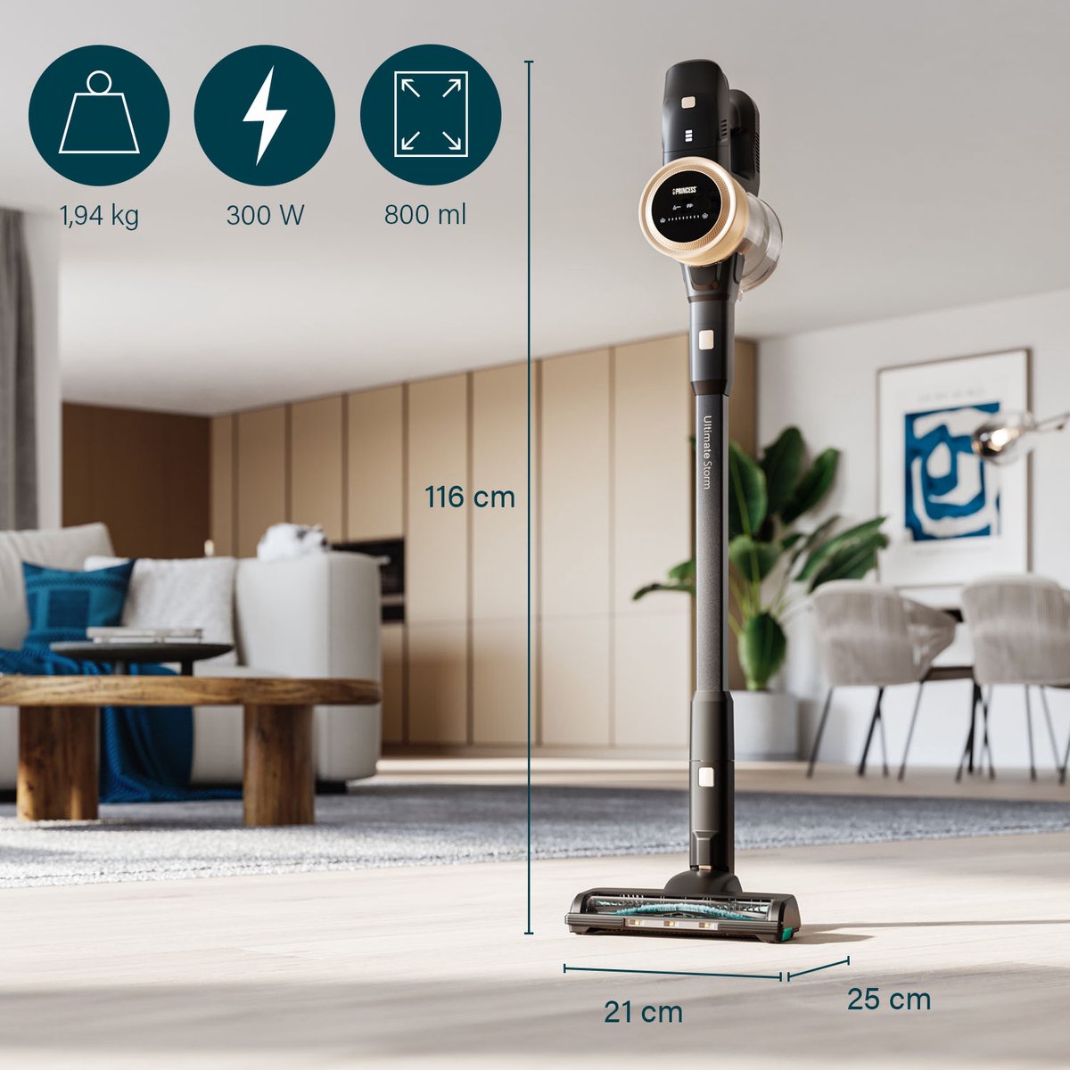 Princess Ultimate Storm Draadloze Steelstofzuiger 339395 - afbeelding 2