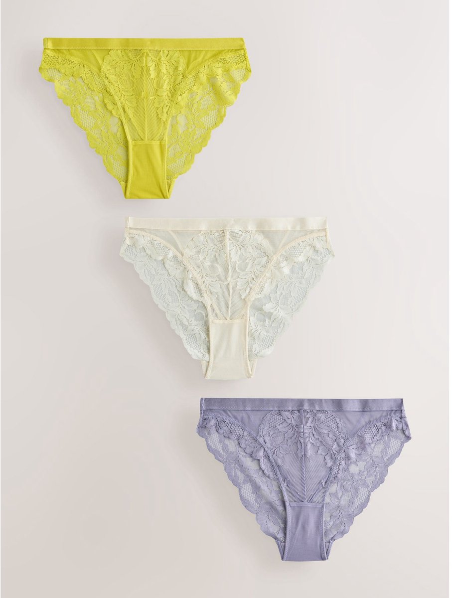 Next - Dames - Set van 3 kanten slips - Crème
