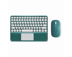 Draagbaar draadloos Bluetooth-toetsenbord met touchpad, ultradun oplaadbaar mini-Bluetooth-toetsenbord met touchpad en ronde toetsen, Geschikt voor iPad Pro/iPad/iOS/Android (donkergroen)