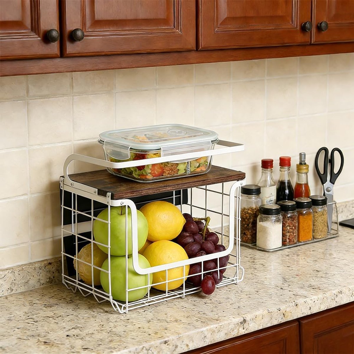 Magnetische Ophangbare Fruitmand en Kruidenrek - Ruimtebesparende Keukenorganizer