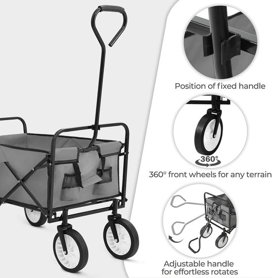 Bolderkar - Handwagen Opvouwbaar - Outdoor Transport - All-Terrain Wielen - 98L 80KG van Merkloos — afbeelding 2