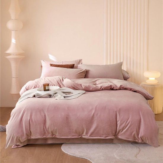 Dekbed Set - Flanel Beddengoed - Winter Warmte - Zacht Zwaargewicht - Tweepersoons - Roze