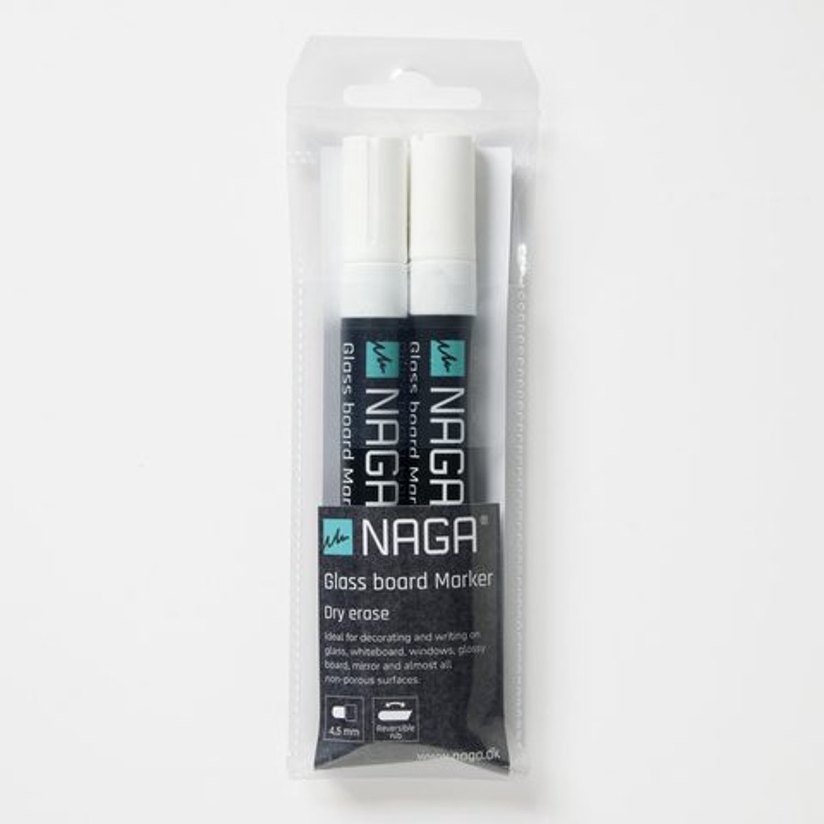 Glasbordmarker 4 - 5mm Naga set a 2st. wit