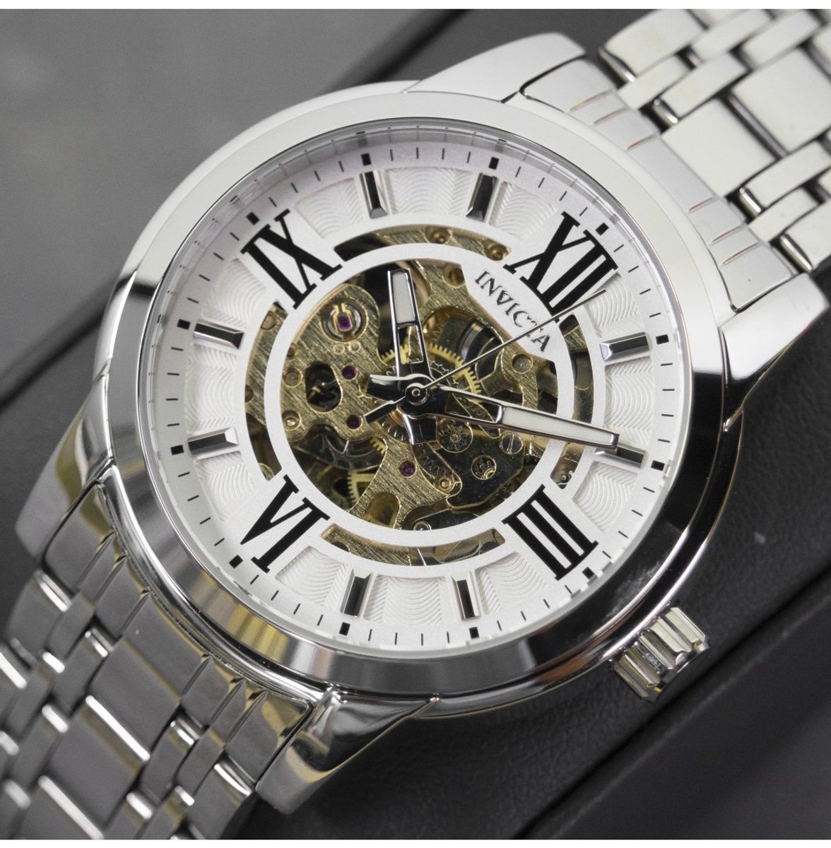 Invicta Objet D Art 69133 Heren Horloge - Waterdicht - Analoog - Automatisch Uurwerk - Roestvrij Staal met zilveren Wijzerplaat - 41mm