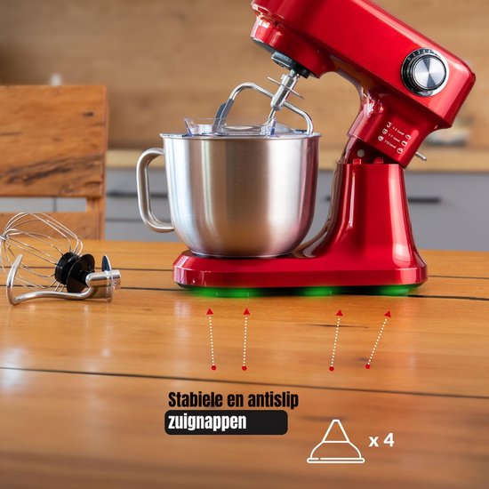 RWB® Mixer met Mengkom - Keuken Mixer - Mix Machine - Rood - 23 x 34 x 36 cm van Merkloos — afbeelding 2