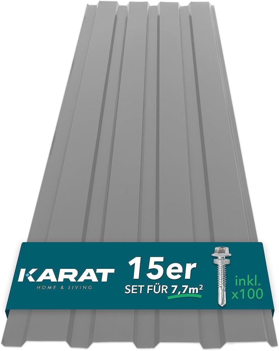 Trapeziumplaten - Dakplaten Wandbekleding - Dak en Wand - Incl. Schroeven 15 stuks - 115 x 45 cm - Lichtgrijs