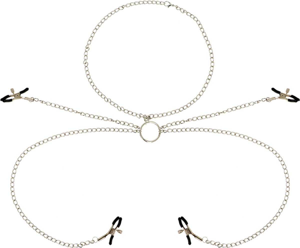 Ohmama Fetish 4 Nipple Clamps With Chain Necklace