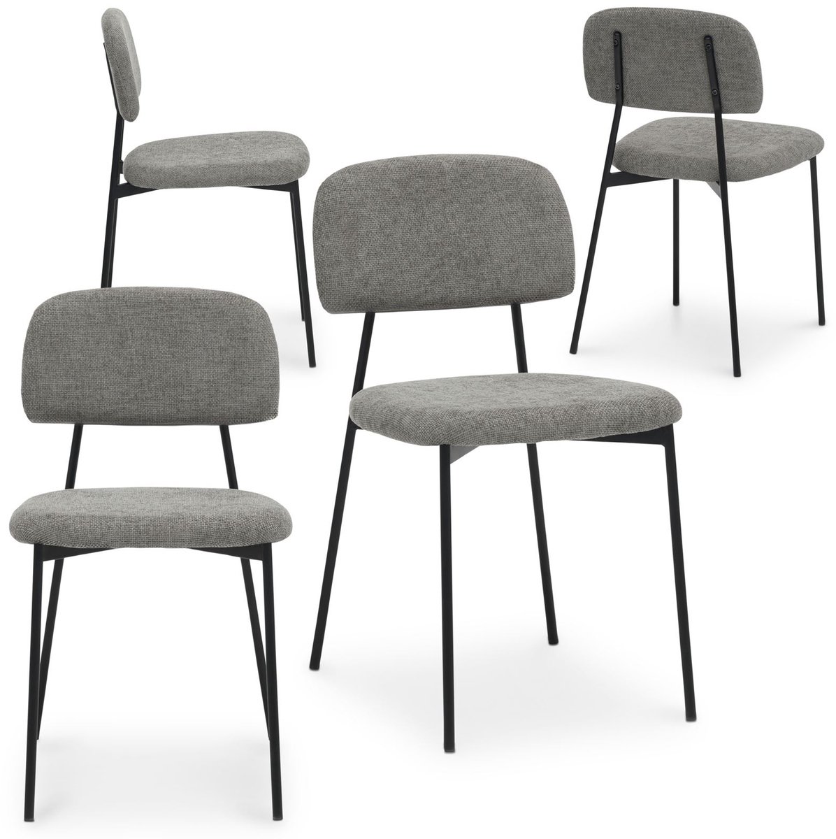 Eetkamerstoel TOLEDO set van 4 gestoffeerd, lichtgrijs - met gestoffeerde zitting en rugleuning, stevig ijzeren frame, moderne keukenstoelen voor eethoek en eetkamermeubels - set met hoofdafbeelding
