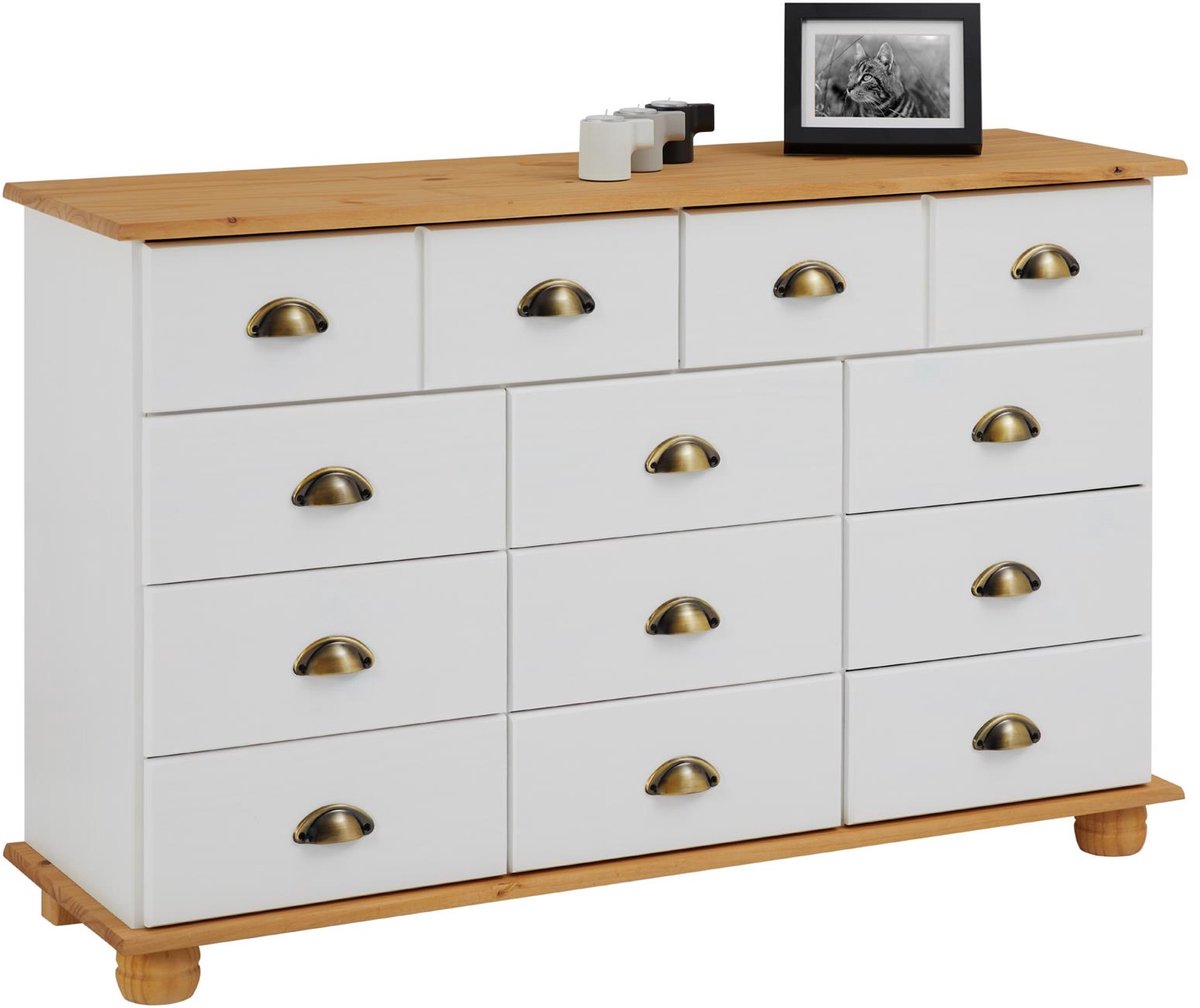 IDIMEX Ladekast COLMAR 120 cm met 11 lades van massief hout - wit/bruin