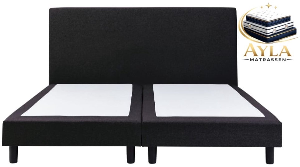 Boxspring Ayla Royal - 200x210 Zonder matras - Zwart Glad - Ayla Matrassen - 2 persoons