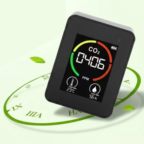 NBAP® Fijnstofmeter - Luchtkwaliteitsmeter Voor Binnen - Co2 Meter - Zwart