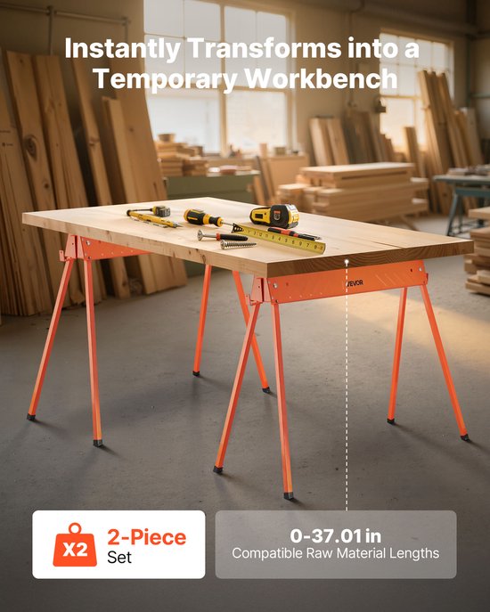 VEVOR 2xOpvouwbare Werkbok Steigerbok Zaagbok Steunpoot Opvouwbare Werkbok 300kg van Merkloos	 — afbeelding 4