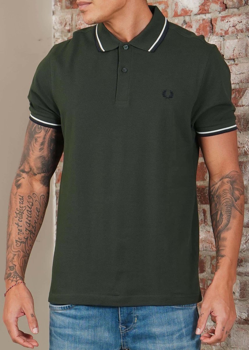 Fred Perry Twin tipped fred perry shirt crtgrn snwt nvy Marineblauw