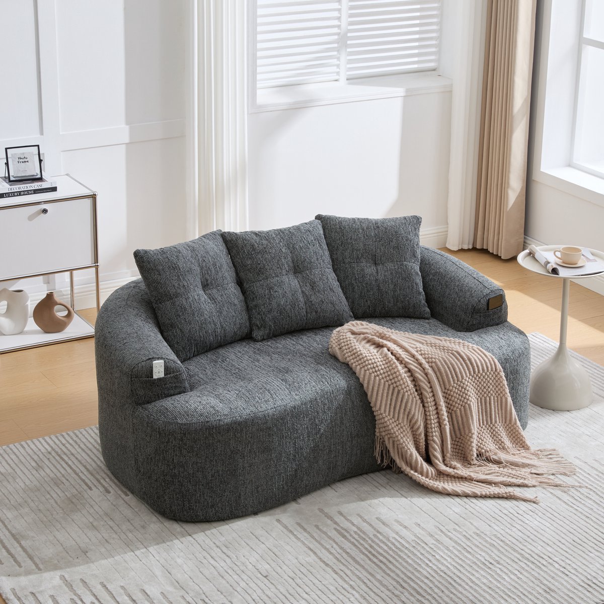 STILVORA 2-Zitsbank 164 X 92 X 60 Cm - Extra Diepe Zit & Zachte Kussens - Voor Compacte Woonkamer En Studio - Chenille - Grijs