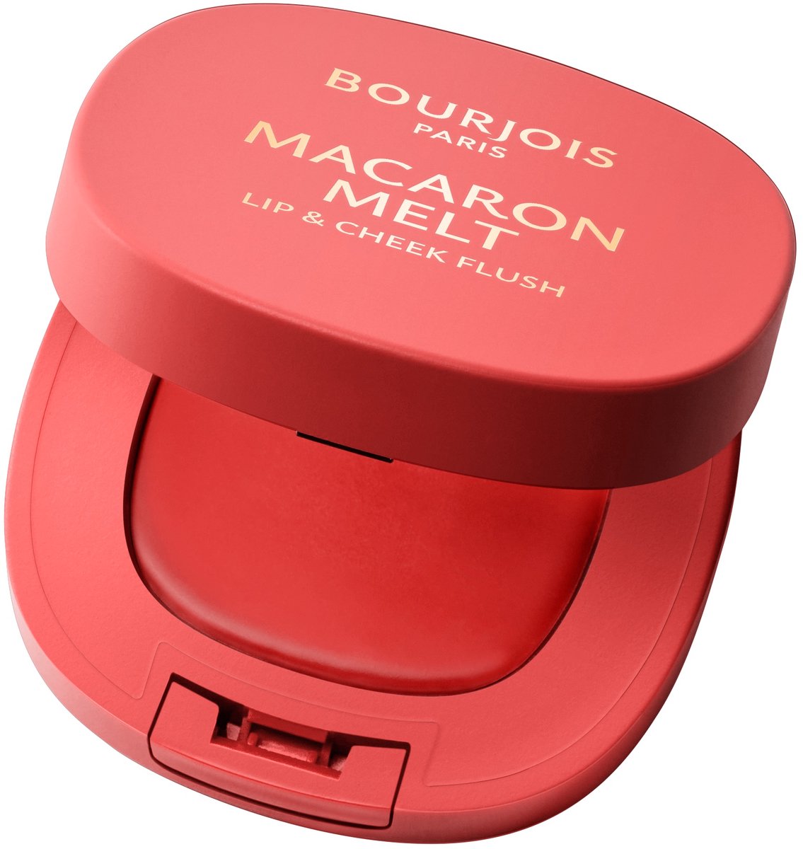Bourjois Macaron Melt Lip & Cheek Flush, 3 Peach Tatin, blush, veerkrachtige crèmetextuur die tot poeder transformeert, fluweelzachte, lichtgewicht formule, rijke kleur, vervagende finish, spiegeltje inbegrepen, 8 g