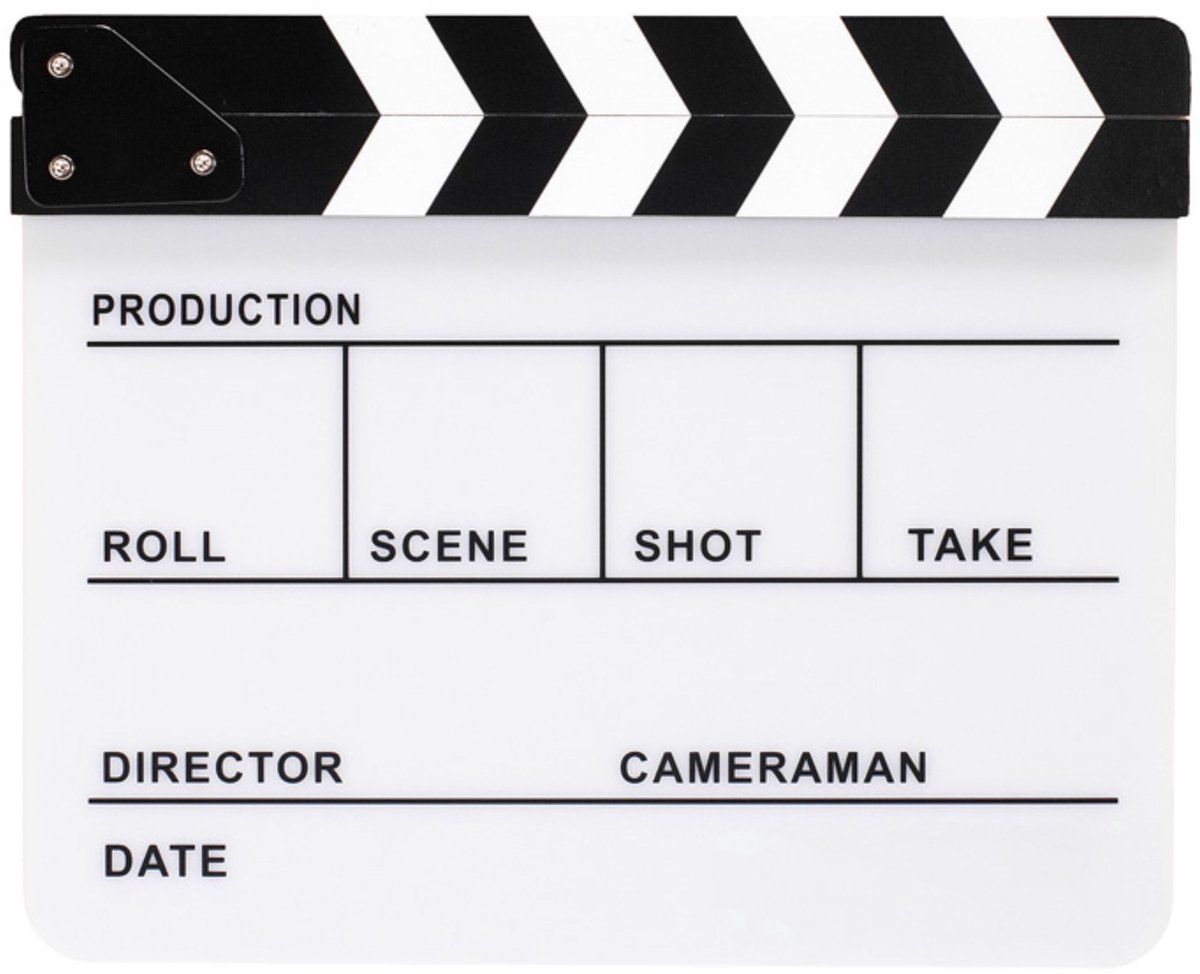 Director Clapper Board / Filmklapper - Whiteboard: Wit - Klapper: Zwart/Wit - type: DC-02