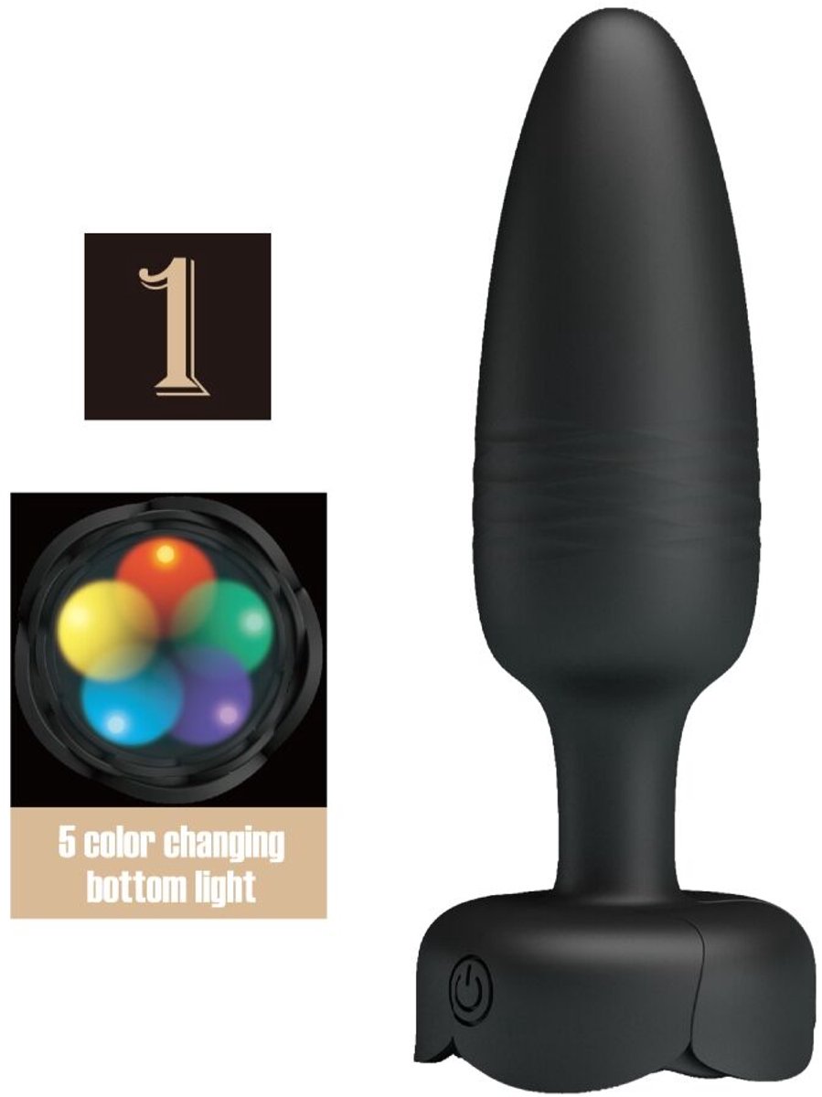 PRETTY LOVE - Tarion Anale Plug With Led Light Black 12.5 Cm