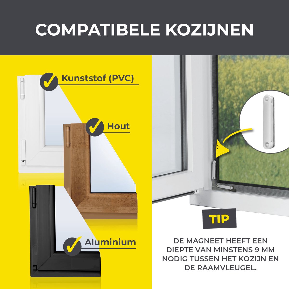 BKSAI Magnetische ritssluiting voor vliegenhorren, raam, insectenscherm