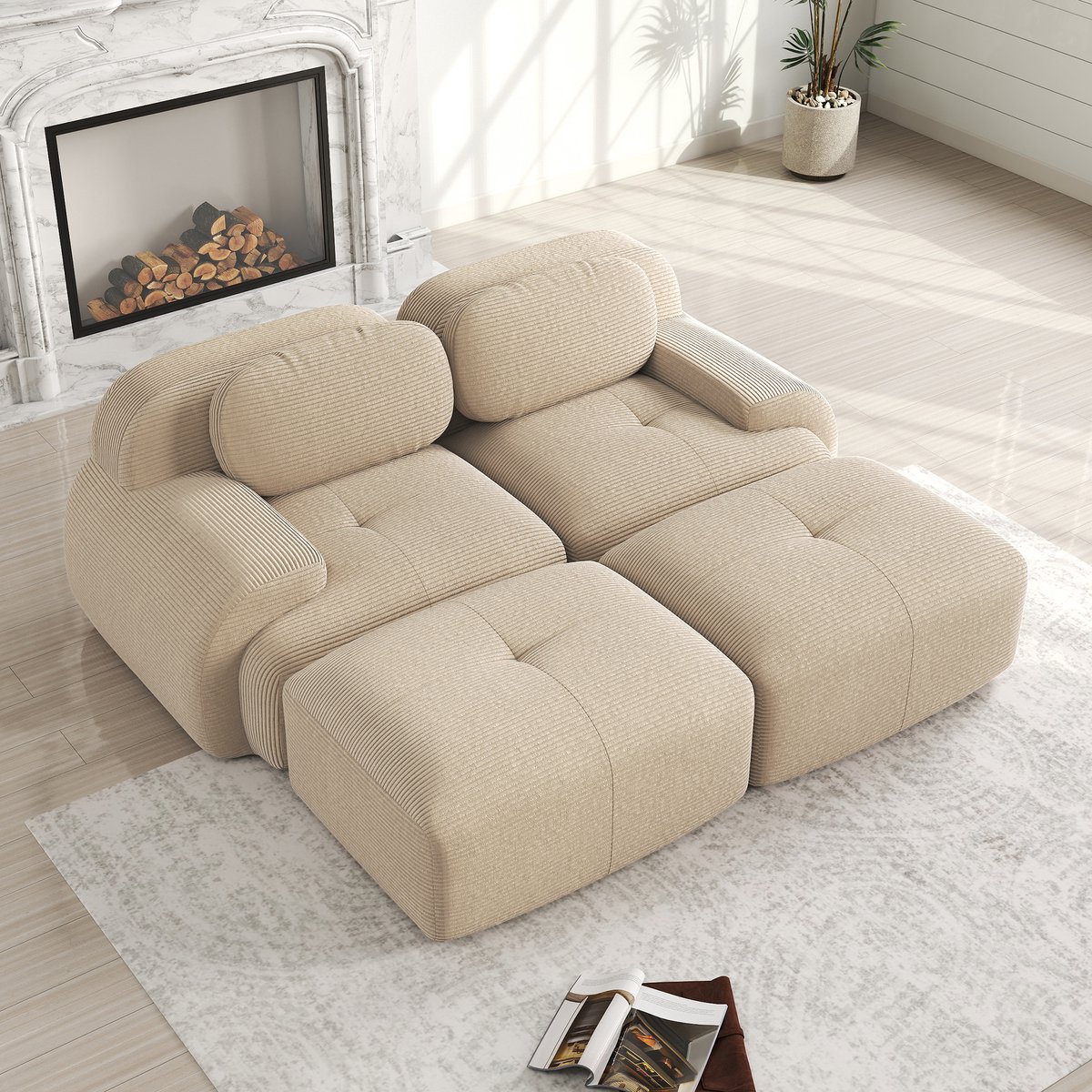 FloraGrace Hoekbank 2-Zits Met Chaise Longue - Modulair Te Combineren - Ergonomische Armle