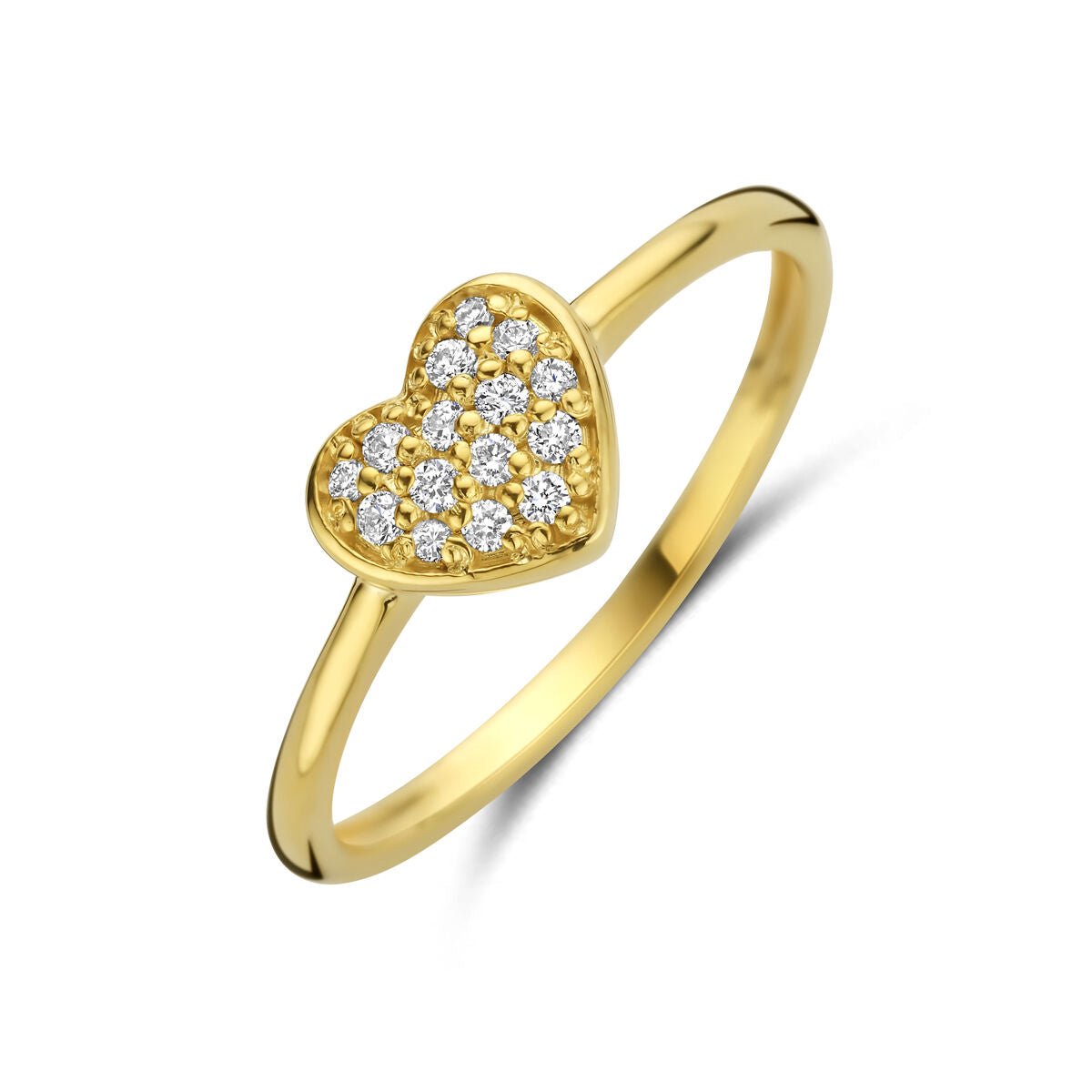 14K geelgouden ring hartje diamant 0.10ct h si - 4035192