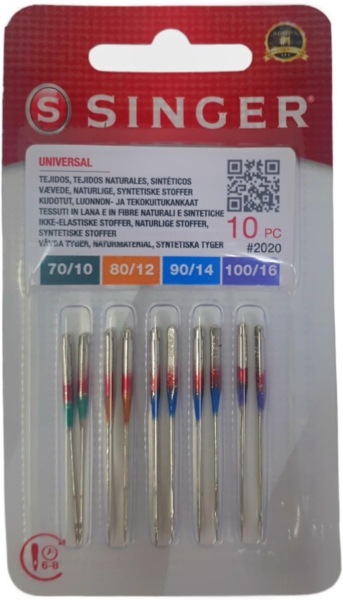 Set van 10 universele naaimachinenaalden – maat 70/09, 80/11, 90/12, 100/14 – voor katoenweefsel