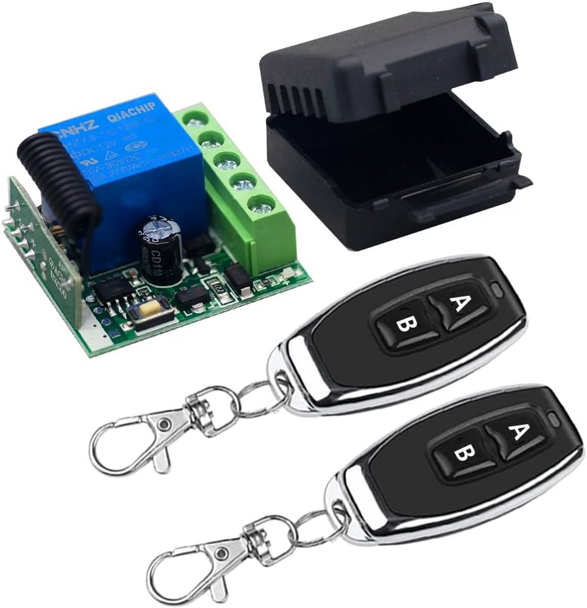 Draadloze schakelaar met afstandsbediening 12V – Universele 433 MHz relais voor garagedeuren en verlichting