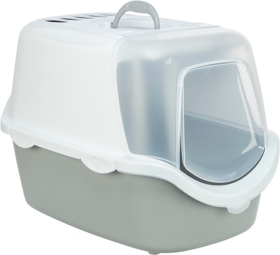 Trixie - Kattenbak Vico - Open Top - Met Kap - Lichtgrijs/Wit - 56X40X40 cm