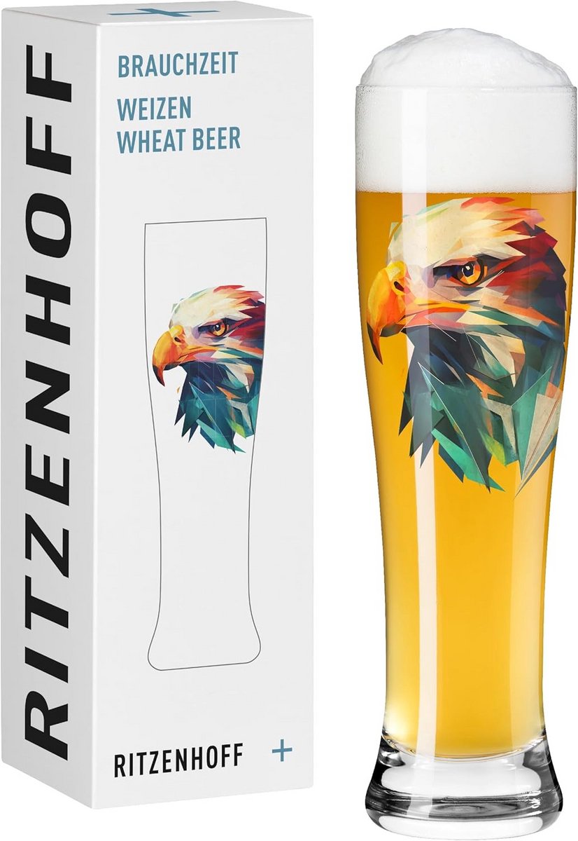 Witbierglas 500 ml met adelaar motief - Kleurrijke digitale print