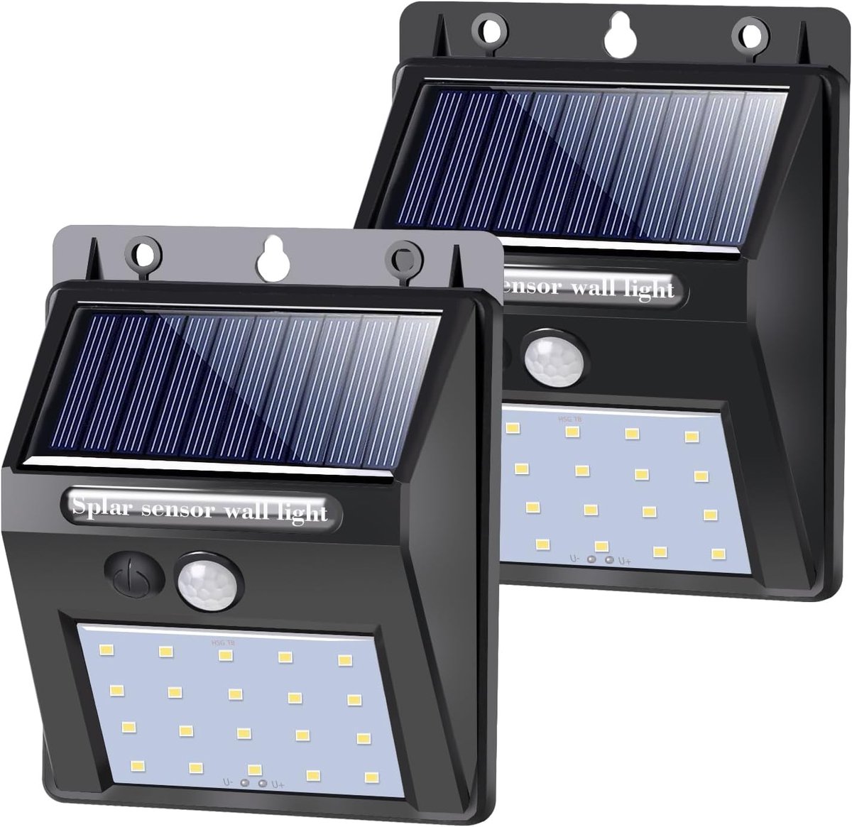 Zonne-energie Buitenlamp met Bewegingsmelder - Waterdichte Wandlamp voor Tuin - 800 Lumen, 2 Stuks