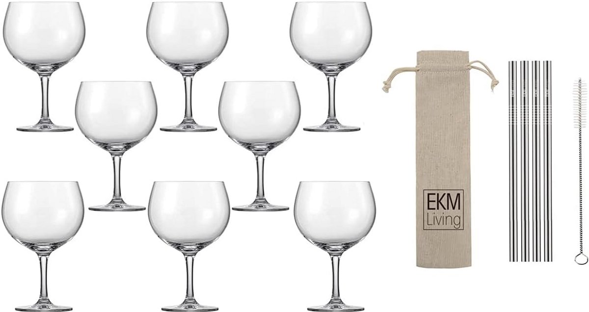 Longdrinkglas Set van 8 voor Gin Tonic - Kristalglas 696 ml met Gratis RVS Rietjes