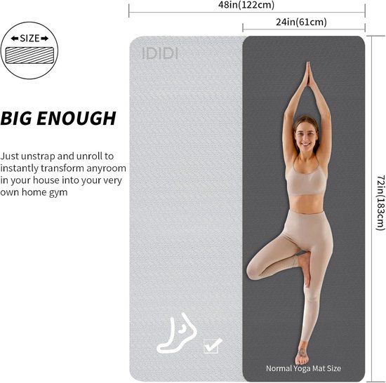 Extra grote antislip yogamat voor yoga en pilates - milieuvriendelijk en dik, 183 x 122 cm — afbeelding 5