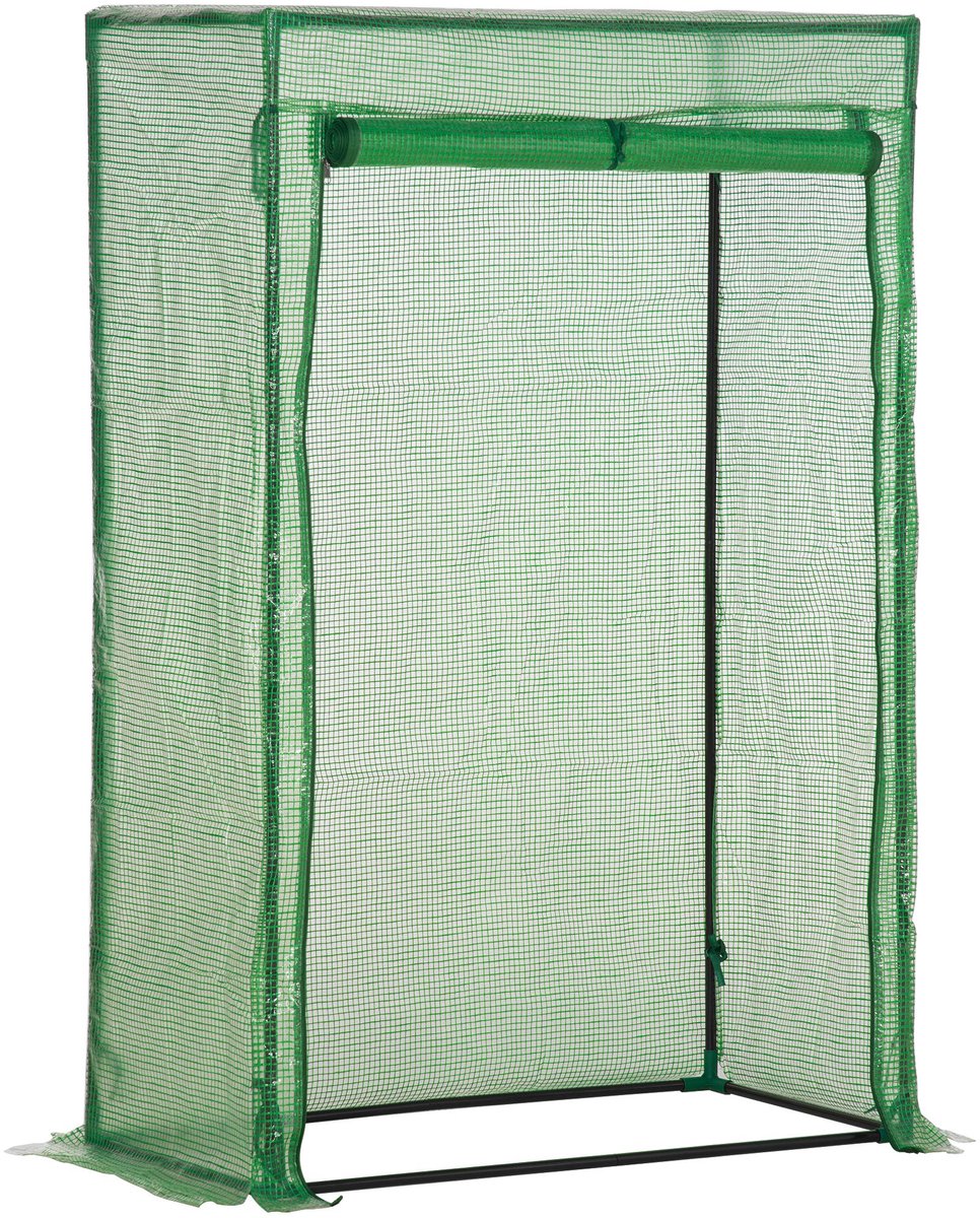 REDOM - Kweekkas - Oprolbare Deur En Stalen Frame - Balkon En Terras - Kunststof En Staal - Donkergroen - 100 X 50 X 150 Cm