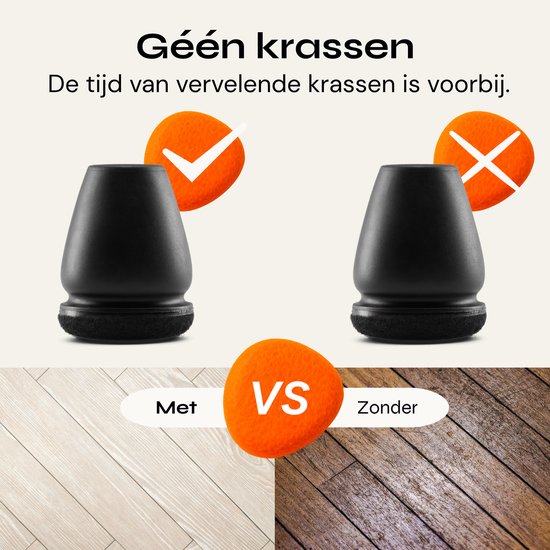 FLOOQ Pro Cache-jambes pour chaises flexibles ronds 14-21 mm - Feutre anti-rayures - Protecteurs de pieds de chaise - Protection de sol - 24 pièces - Zwart