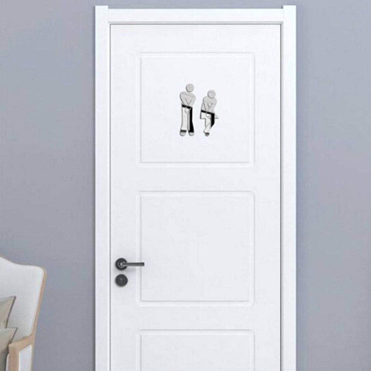Grappige badkamersticker voor toiletdeur en spiegel - Verwijderbare man en vrouw toiletsti