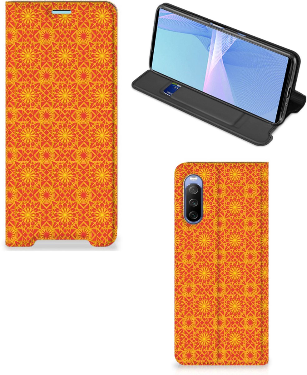 Sony Xperia 10 III Hoesje met Magneet Batik Oranje