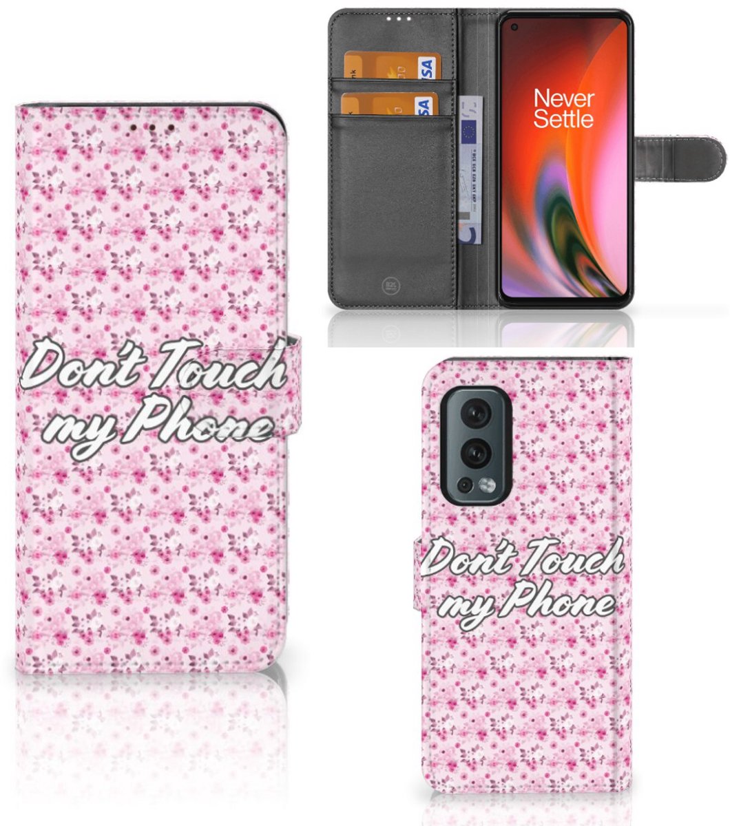 OnePlus Nord 2 5G Portemonnee Hoesje Flowers Pink DTMP