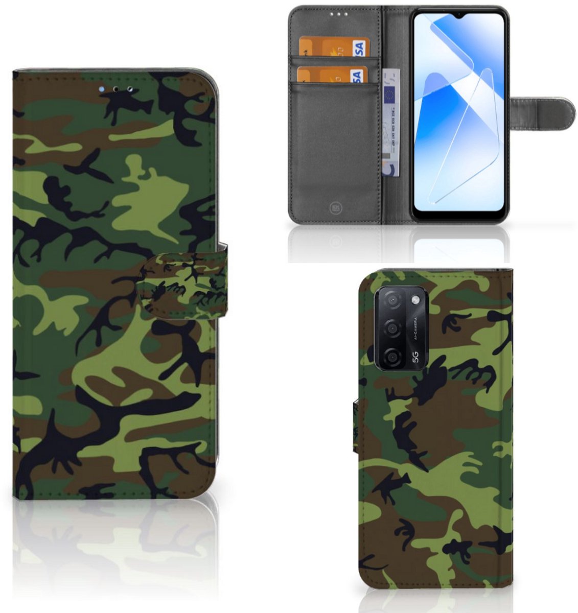 OPPO A16/A16s/A54s Telefoon Hoesje Army Dark