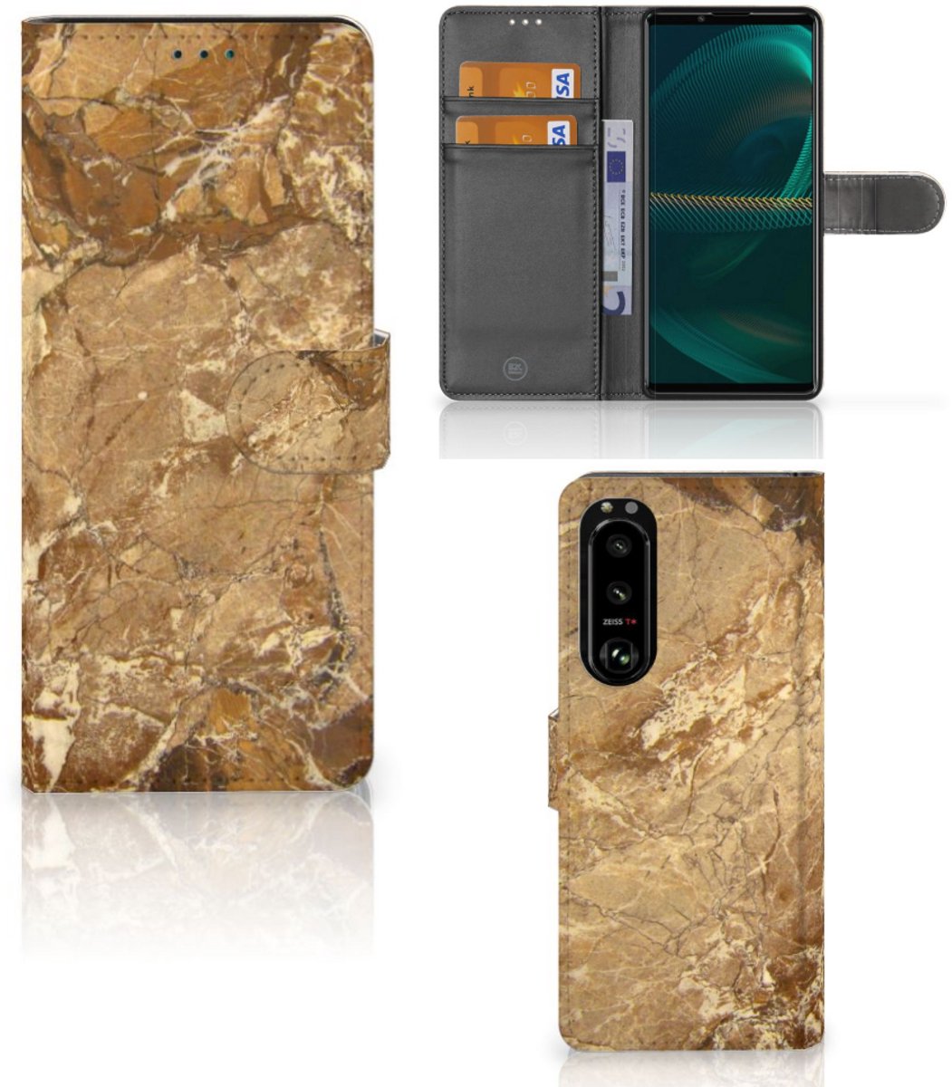 Sony Xperia 5III Bookcase Marmer Creme